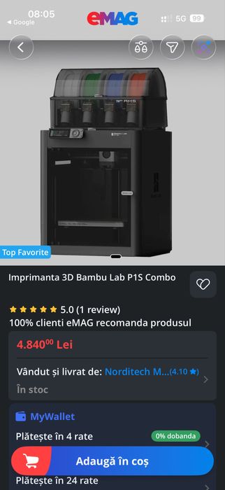 Imprimantă 3D  Bambu Lab P1S Combo