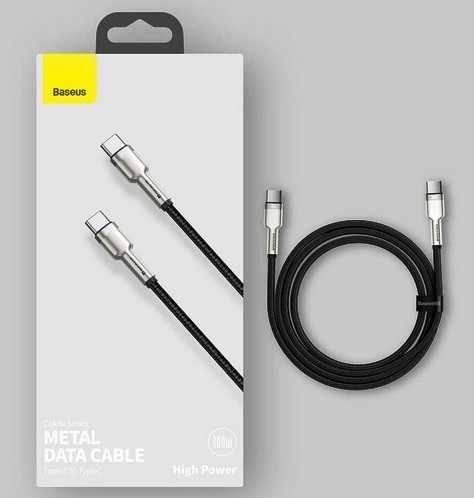 Кабел за зареждане Type-C към Type-C Baseus Cafule Metal Series 100W CATJK-C01 /черен/