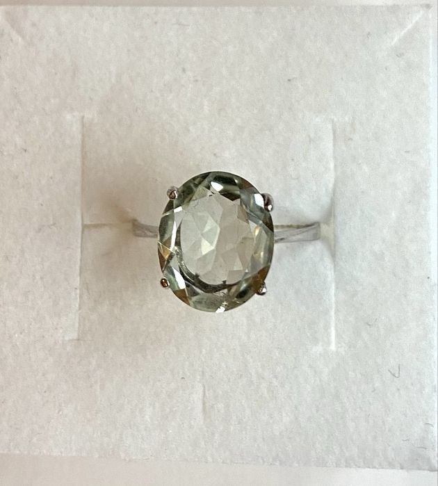 Inel din argint solitar cu ametist verde