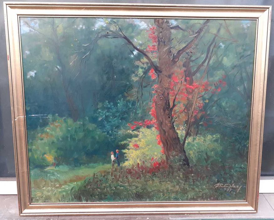 Tablou vechi - peisaj romantic - semnat si datat 1977