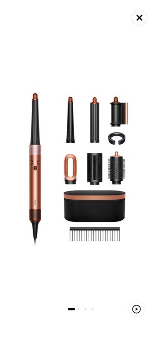 Ondulator multistyler Dyson HS08 Airwrap i.d.™, conexiune Bluetooth®, 3 trepte de viteza, 3 trepte de temperatura, Amber silk / Pink champagne