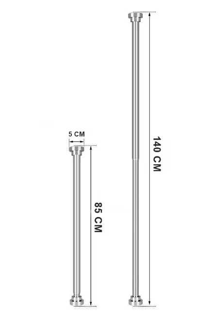 Bara telescopica pentru perdea 85-140 cm, M, argintiu