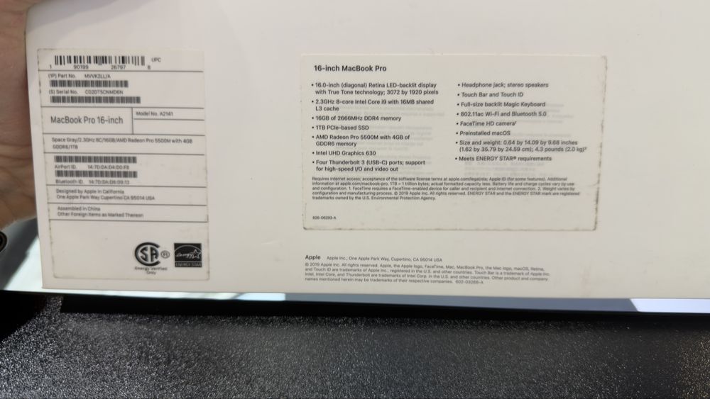 MacBook Pro 16 core i9 16/1TB Gray