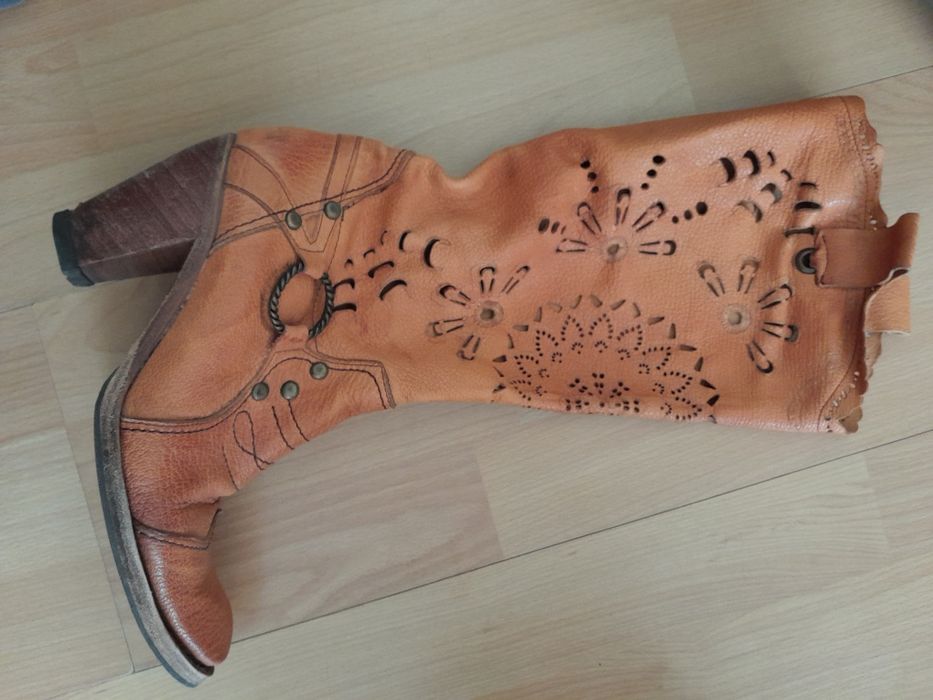 Дамски ботуши естествена кожа и естествен велур