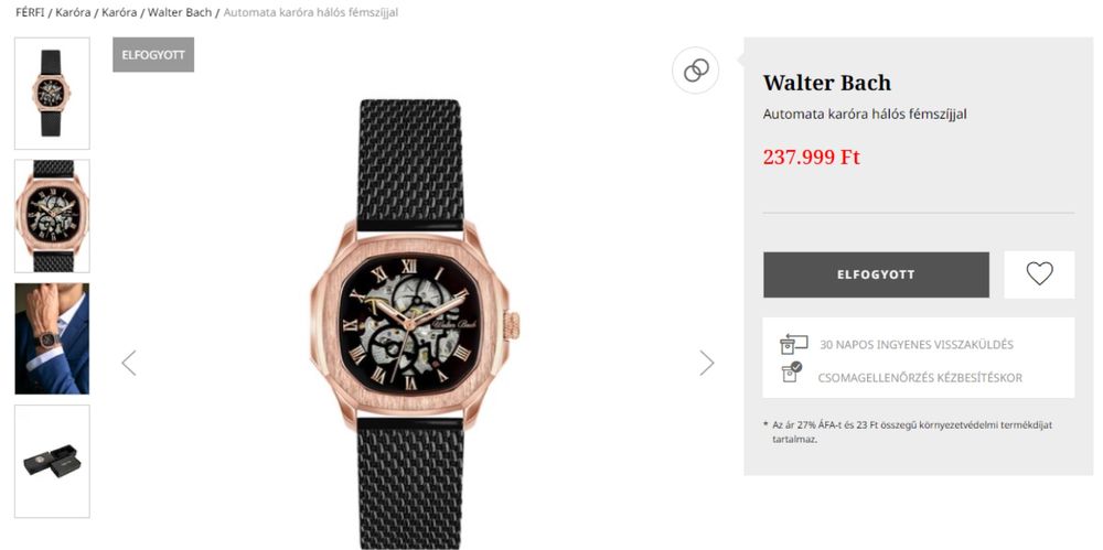 Ceas automatic Walter Bach WCD-3722 oțel inoxidabil