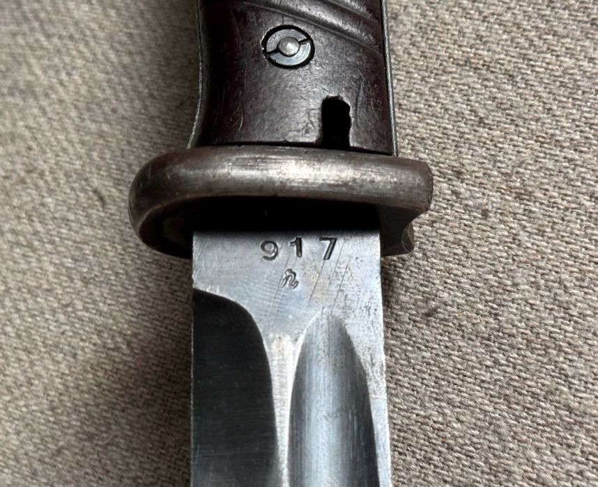 Baionetă Germană Kar98k S84/98 III WW2 Originală cu Teacă Solingen
