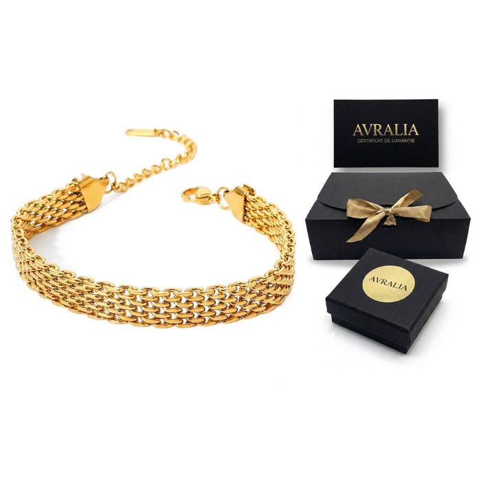 Bratara Premium Placata Aur 18K - Model Snake Minimalist, Set Cadou