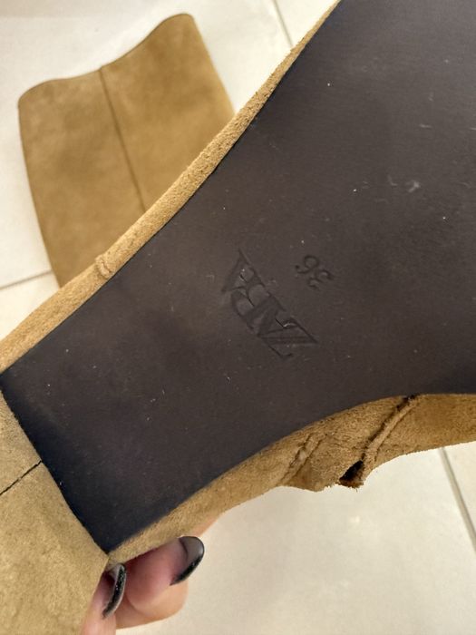 Налични нови дамски ботуши/чизми ZARA 36 номер от естествен велур
