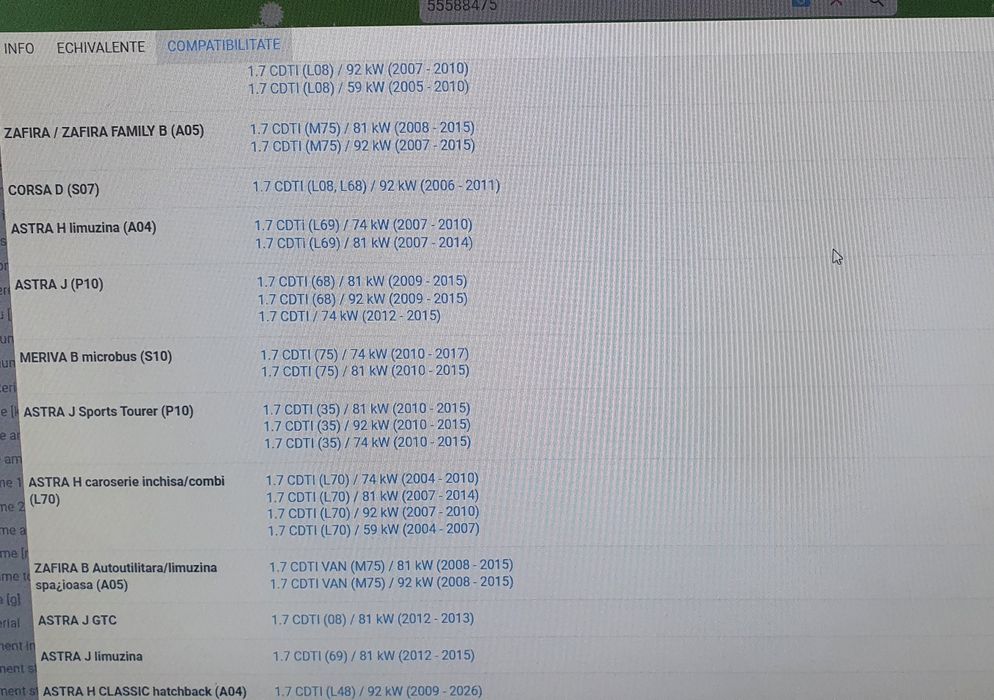 Bujie incandescenta Opel Astra H- J, Opel Zafira, Meriva B, 1.7cdti,