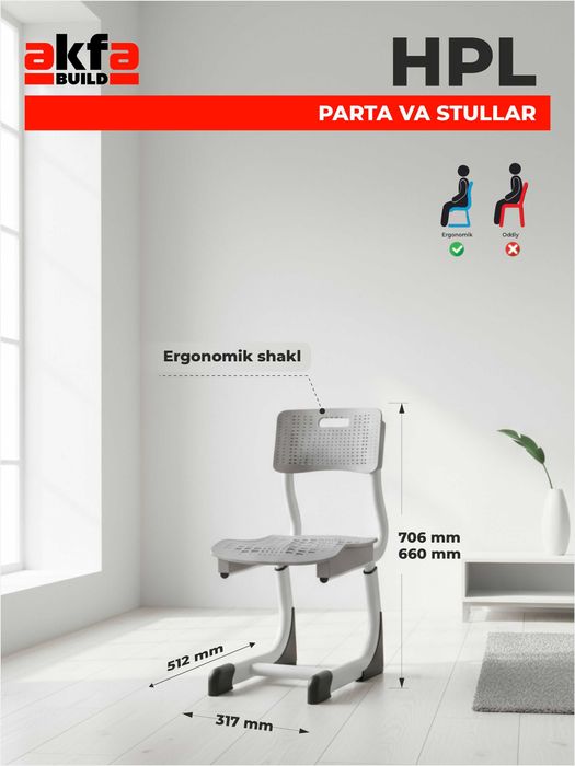 МДФ Одноместная парта + стул