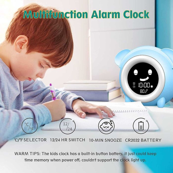 Ceas digital pentru camera copiilor, alarma, termometru, display Lcd