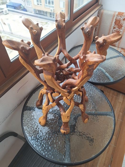 Оригинална дървена саксия две части.