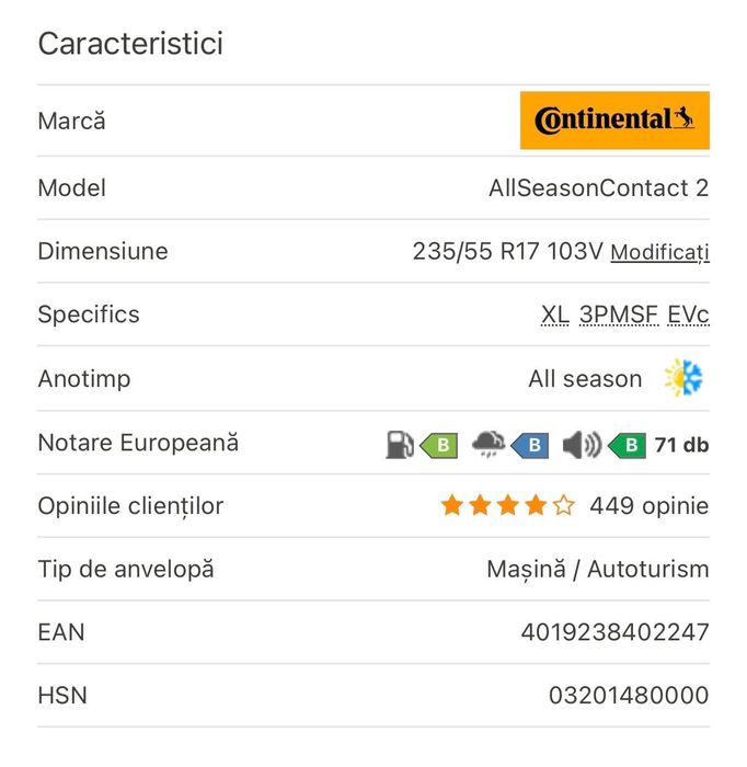 2025 Continental AllSeasonContact 2 - 235/55 R17 103V XL  3PMSF  EVC