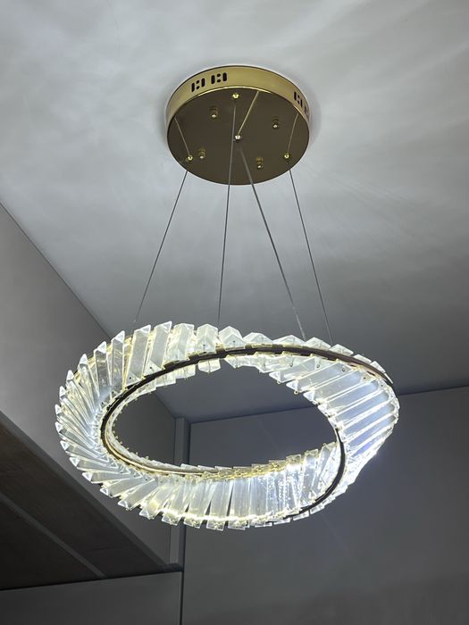 Vand lustra led aurie cu cristal