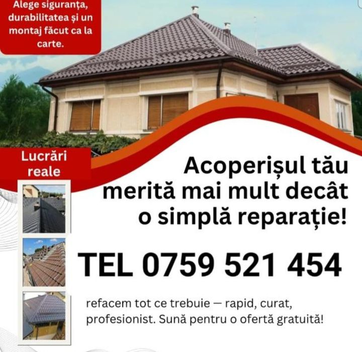 Acoperiș Țiglă ceramică/Reparații Acoperișuri Reșița Caransebeș