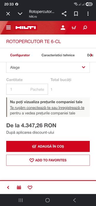 Rotopercutor Hilti TE6-CL  toate funcțiile