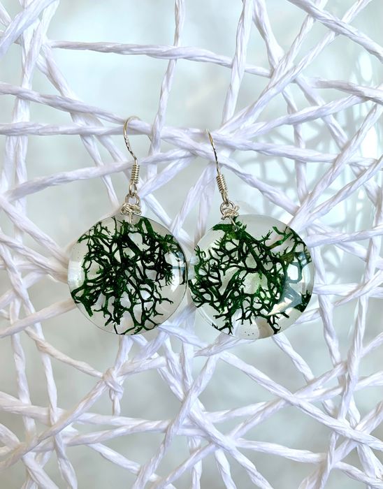 Ръчно изработени бижута уникални обеци с естествени истински цветя нов