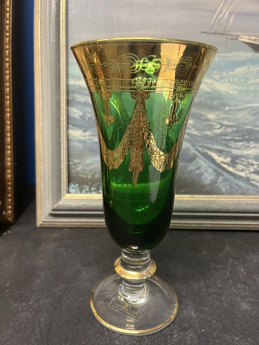 Колекционерска чаша за шампанско-Medici Green Fluted