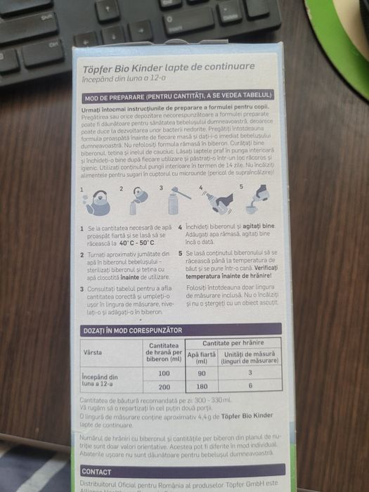 Lapte praf Bio Kinder Lactana, +12 luni, 500 g, Topfer nou sigilat