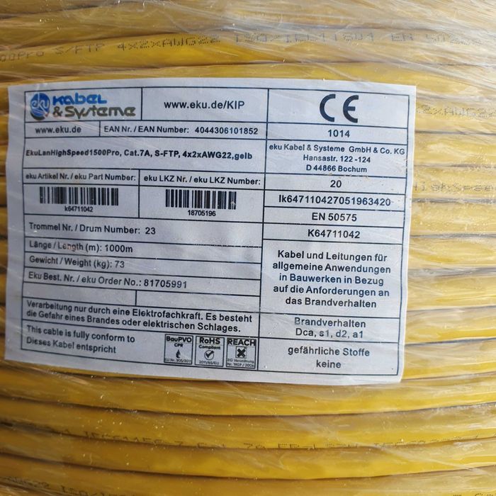 Vand cablu NHXMH-J masiv,3X2,5mm,5X2,5mm,cablu date cat.7 galben