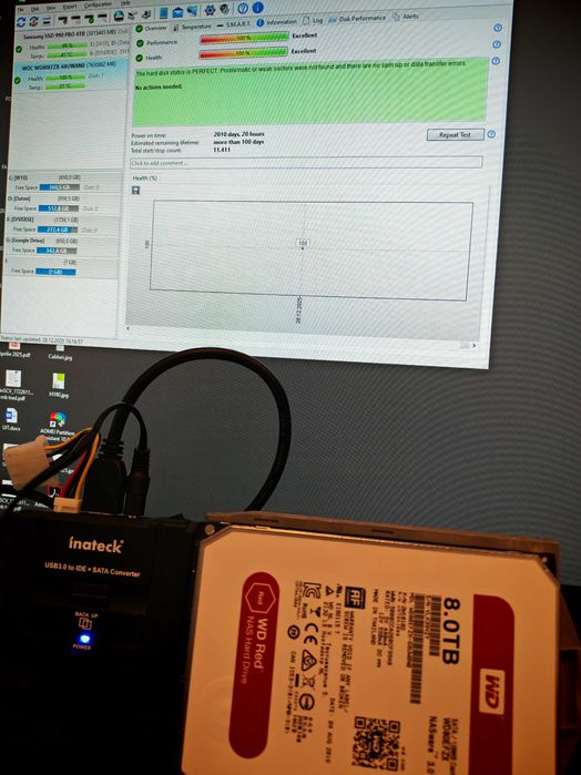 Hard disk-uri 3.5" pentru NAS, WD 8TB, Excellent in Hard Disk Sentinel