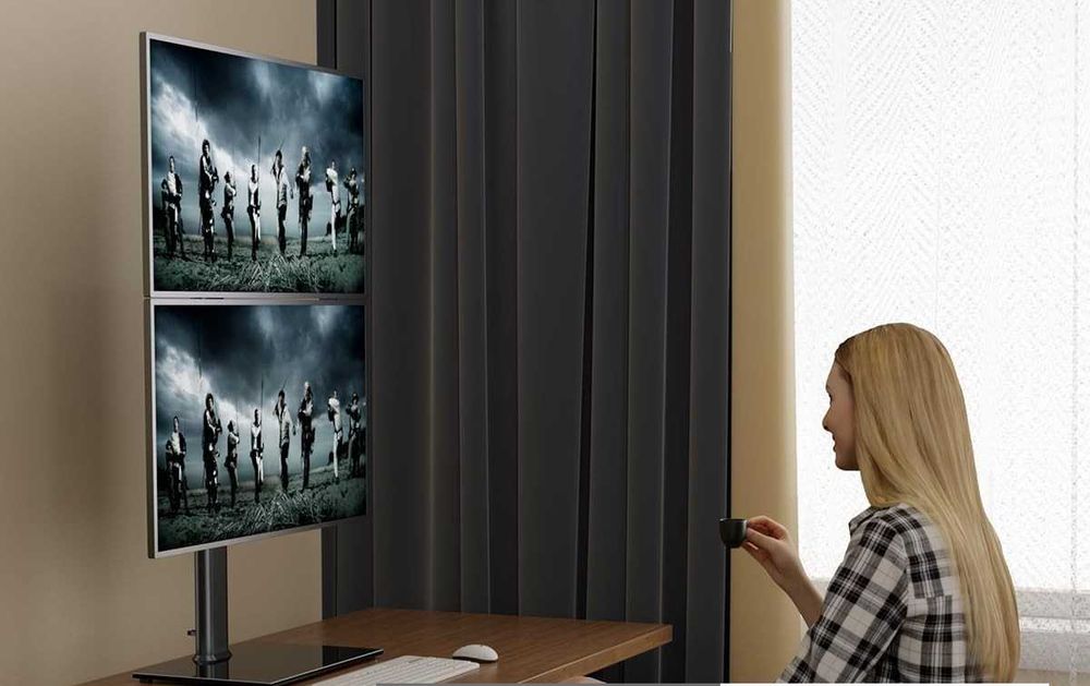 Suport vertical dublu pentru monitoare, 13-34 inch, reglabil, 20kg