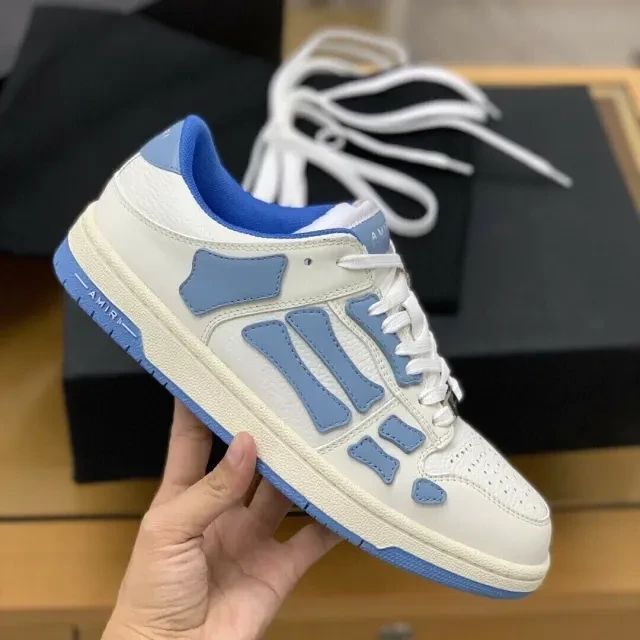 Amiri Skel Top Low Sneakers "White/Light Blue"