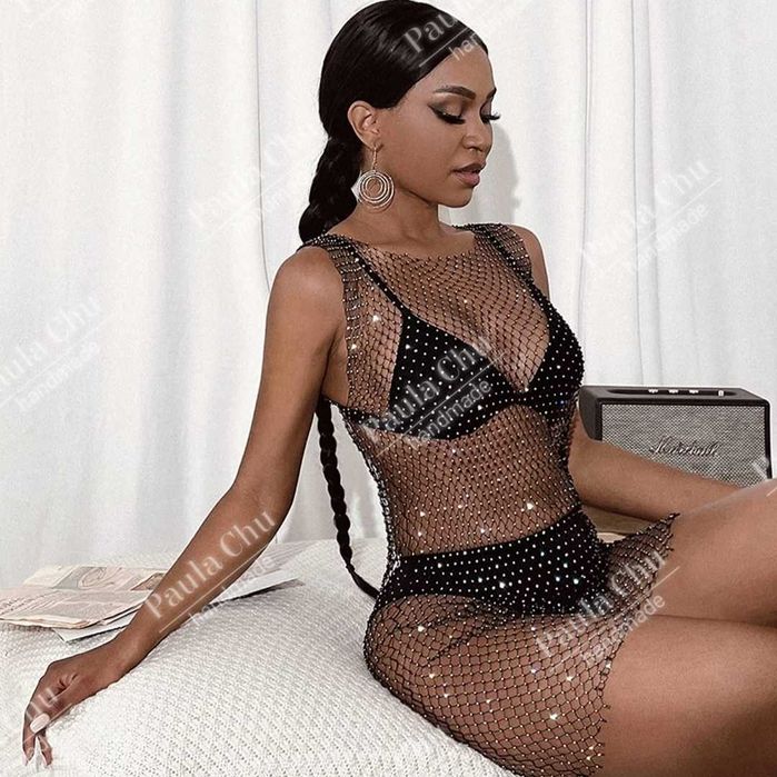 Рокля мрежа с камъни (без ръкав)