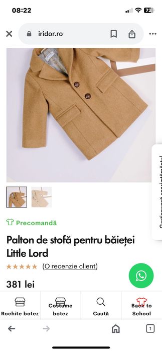 Palton băiețel făcut pe comandă marimea mărimea 68