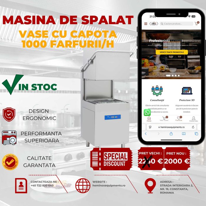 Masina De Spalat Vase 500 de Farfurii 220V - 1000 De Farfurii 220-380V