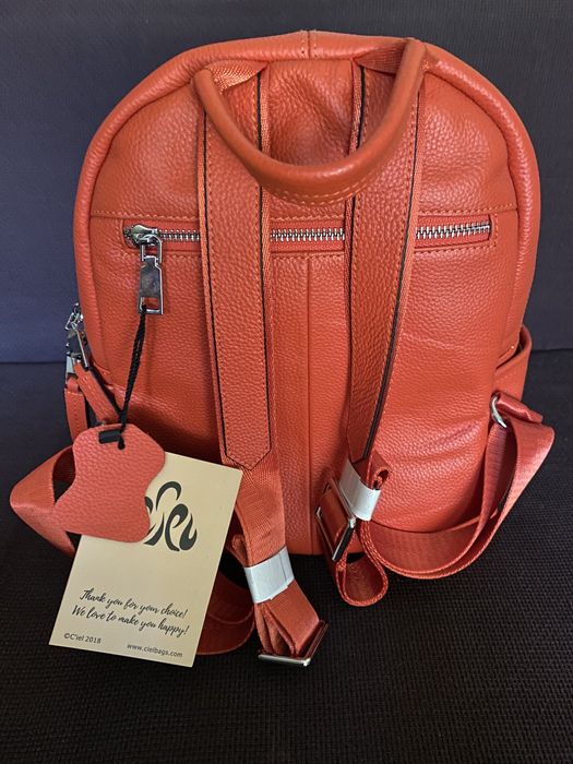 Rucsac de piele portocaliu