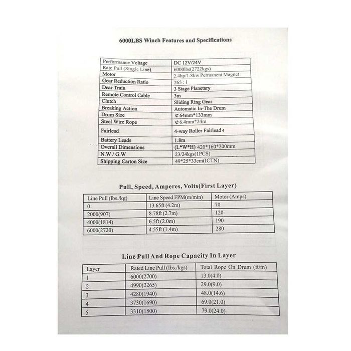 Лебедка 6000LBS, с дистанционно, 12V/24V, до 2.72 тона