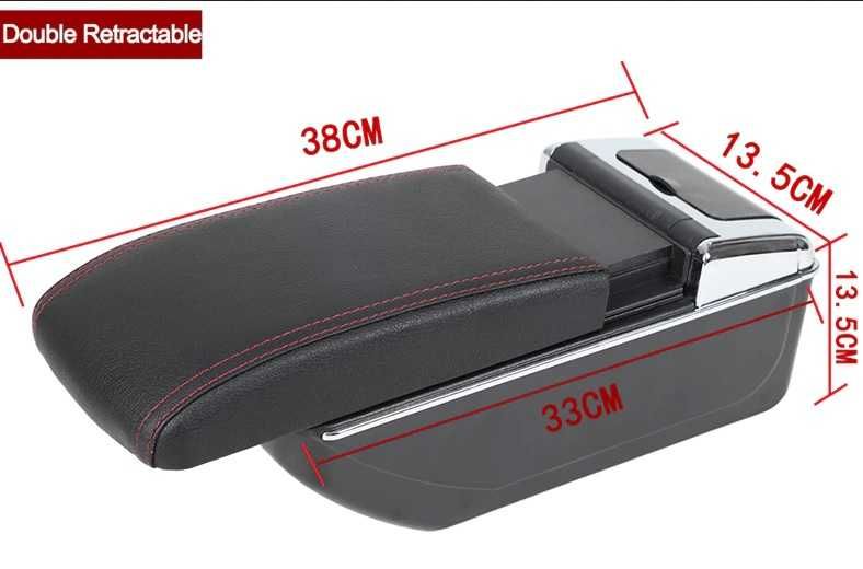 Подлакътник за кола с USB и двойно дъно, многофункционален
