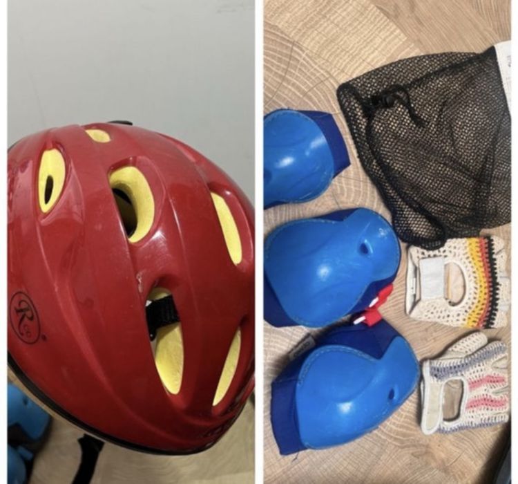 Casca si protectii genunchi/ coate/palme