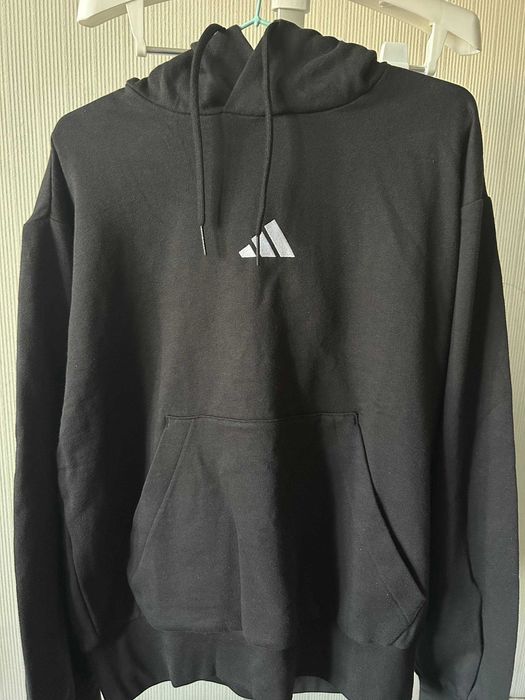 Мужское худи Adidas черное новое (S - 44/46) с флисом