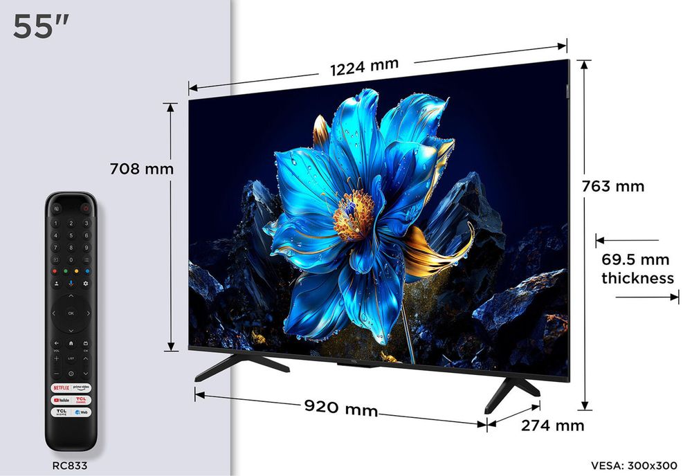 Телевизор TCL 55T6D QLED 4K новый 2026 доставка Бесплатная Установка