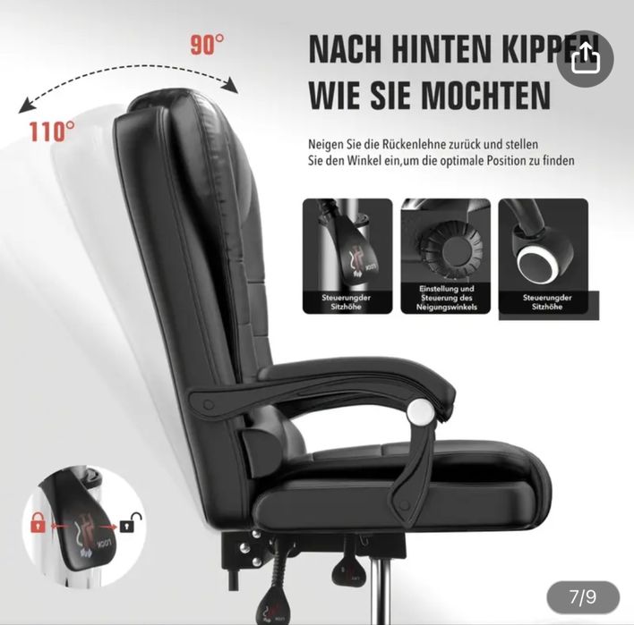 Scaun Birou Ergonomic cu Masaj si Suport Picioare