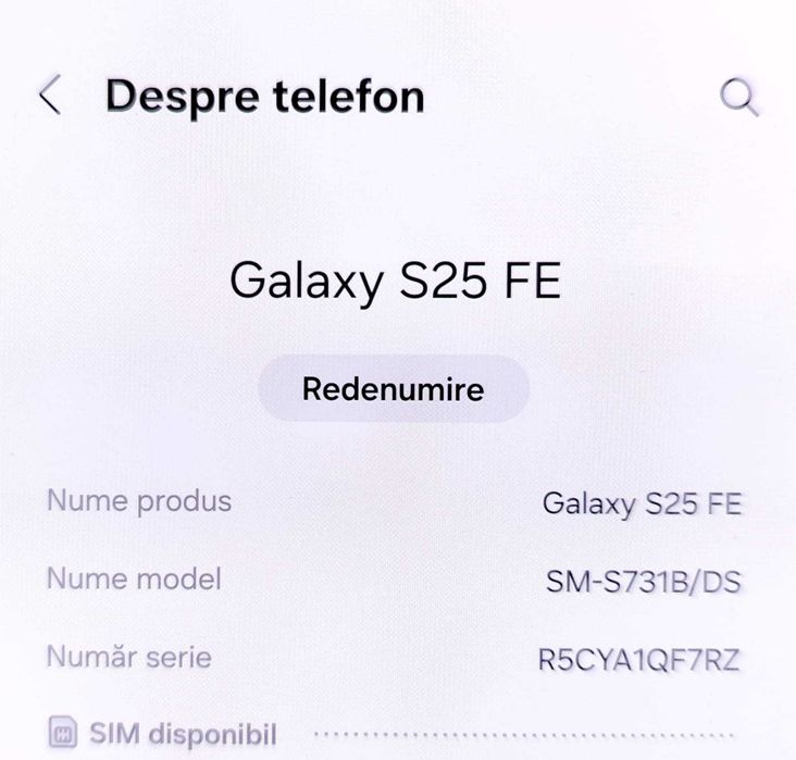 (AG35 B 34711) Telefon Samsung S25 FE - 2050Lei Garantie 2ani!