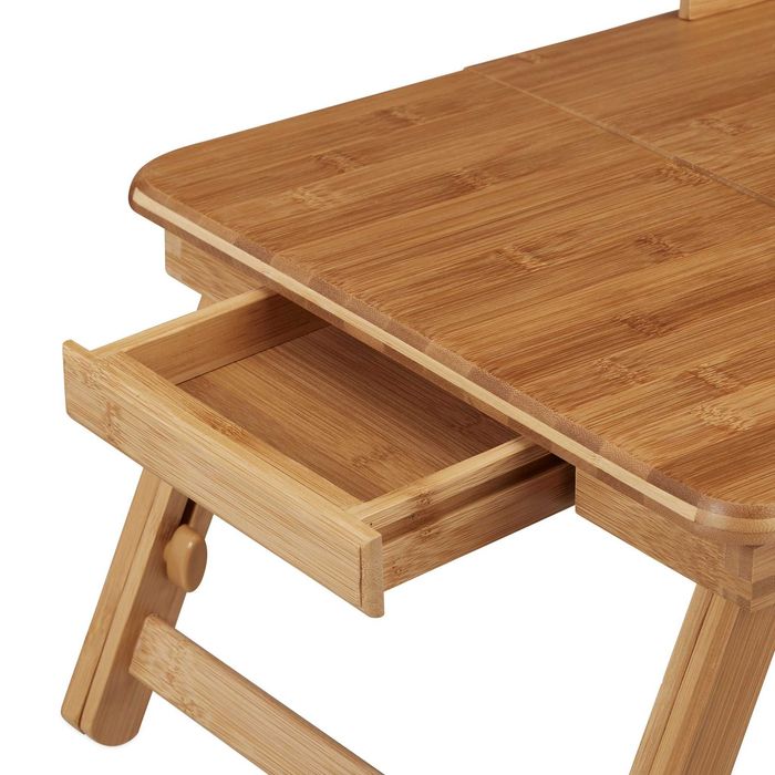 Masa laptop bambus inaltime reglabila ventilatie suport pahare sertar