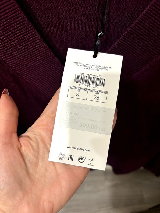 Pulover Uterque din lana si matase nou, cu eticheta