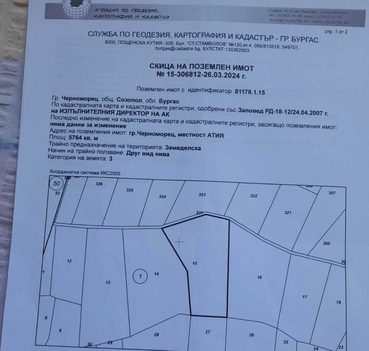 Продава се Парцел в Черноморец - 1441 кв.м за 25 €/кв.м - Снимка #2