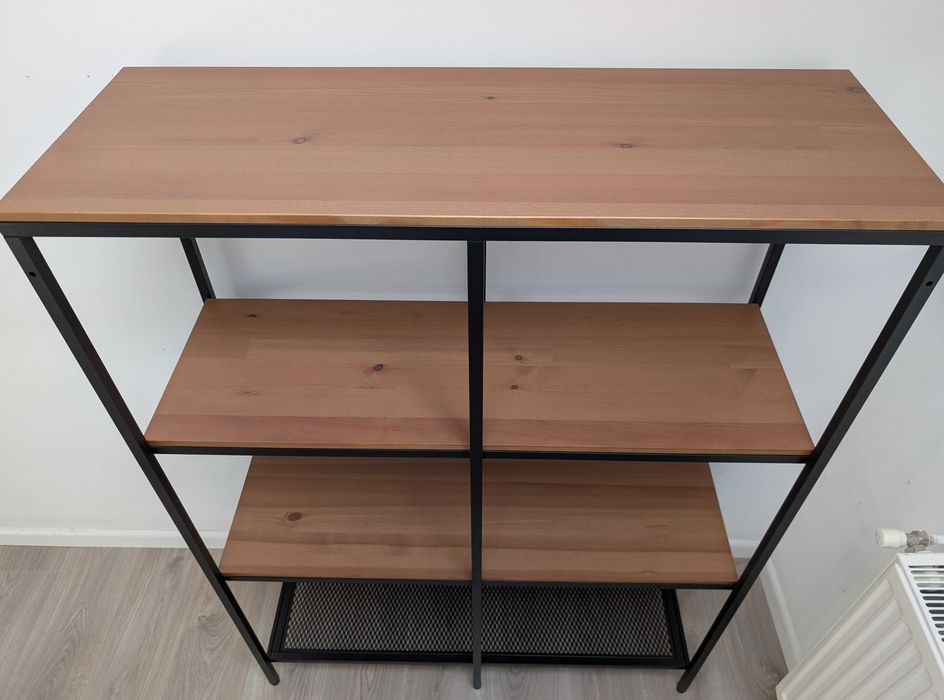 Etajeră stil industrial IKEA metal și lemn (100x136 cm), ca nouă