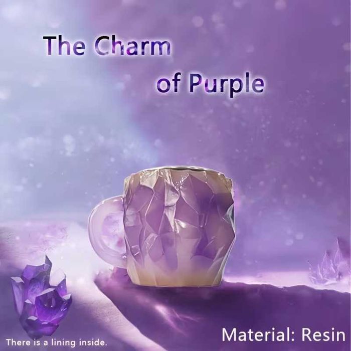 Чаша от смола имитираща аметист кристал камък кафе чай