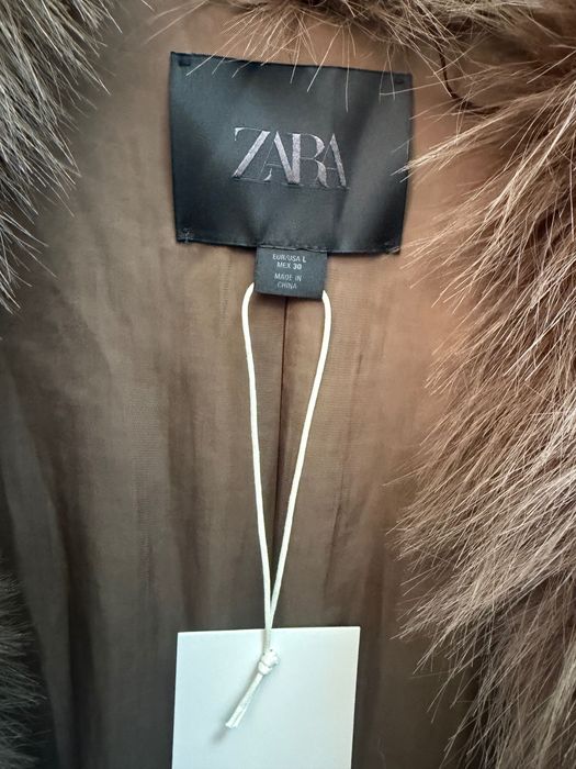 ZARA дамско палто с косъм
