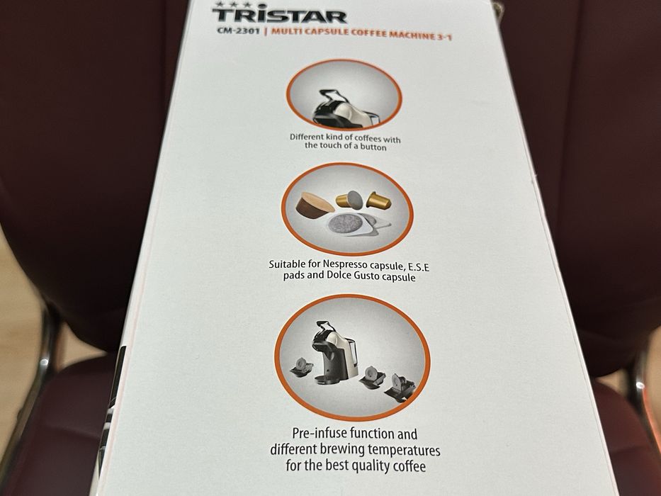 Чисто нова мултифункционална кафемашина Tristar 3 в 1/ 19-БАРА 1400W