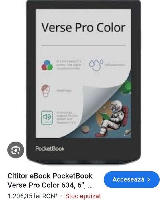 eBook PocketBook Verse Pro Color 634, 6", E-Ink Kaleido 3, 16GB, Wi-Fi