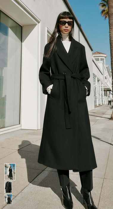 Вълнено палто с колан Zara