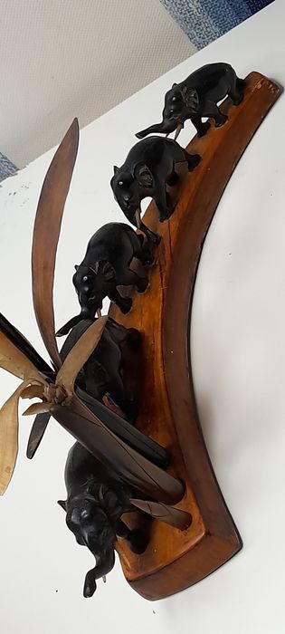 Ретро Стадо слончета ръчна изработка два вида дърво естествени материа