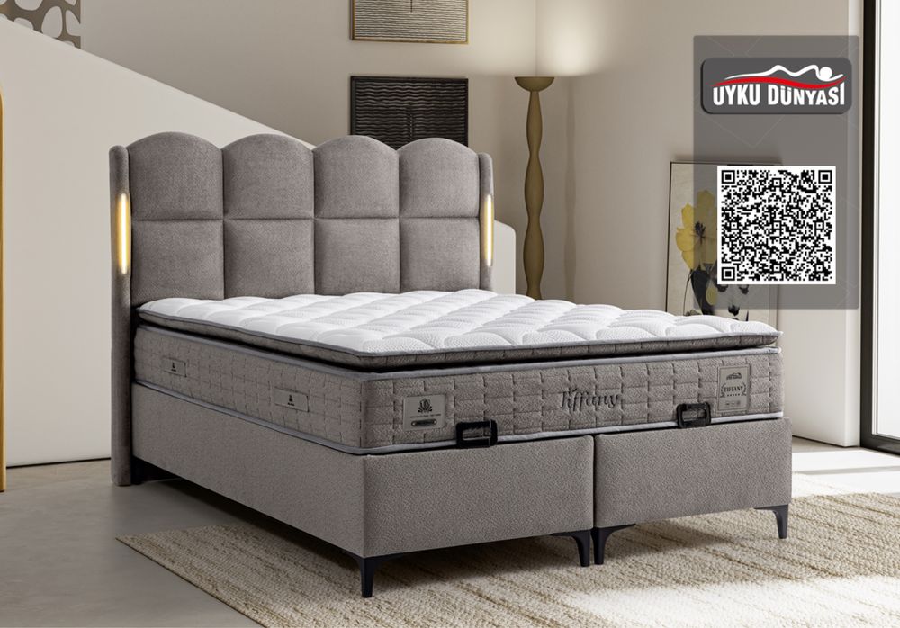 Тапицирано легло Tiffany Кварцово Сиво