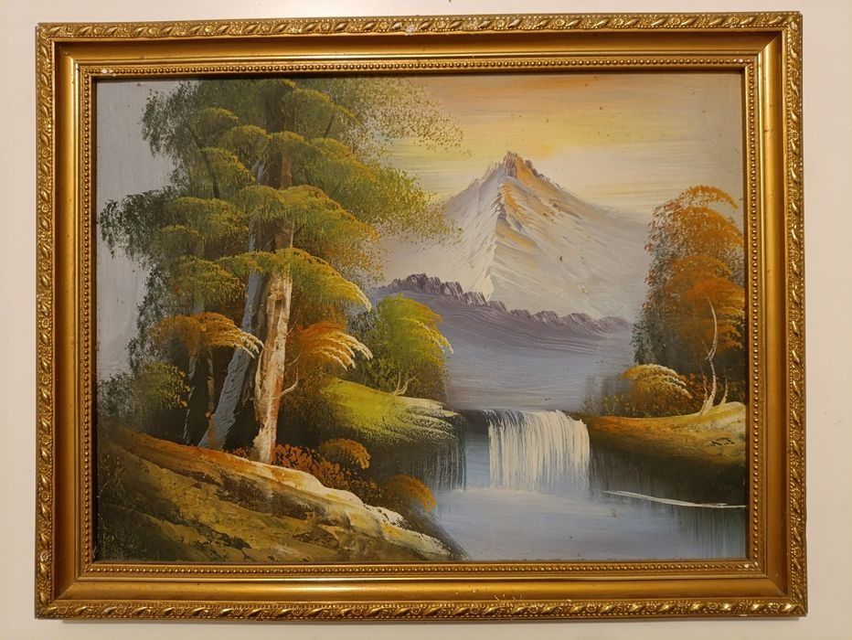 Tablou Pictat "Vârful Înzăpezit în Ceață" Anul 1998